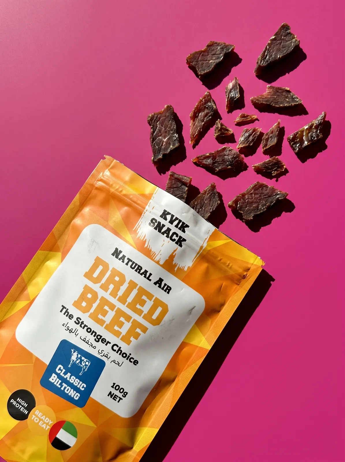 Kvik Snack — Campaign visuals for a natural air-dried beef snack