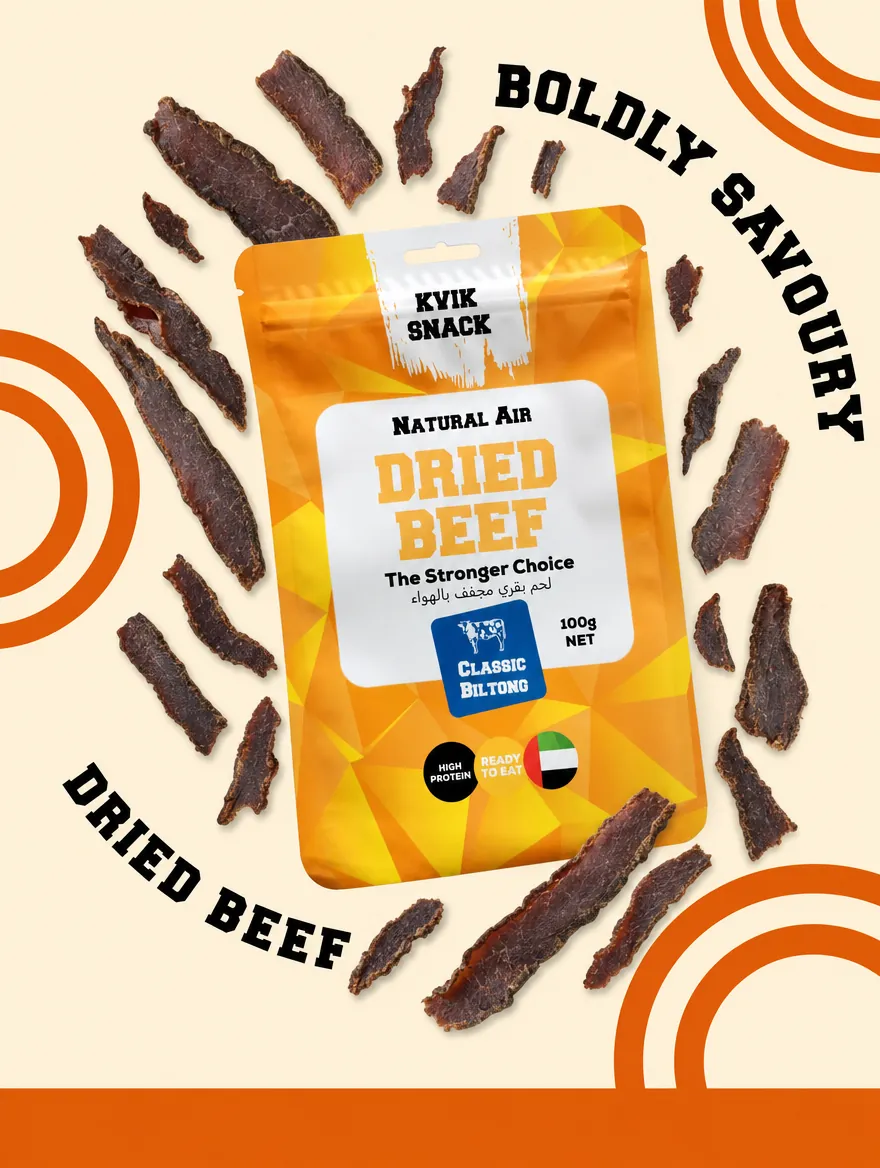 Kvik Snack — Campaign visuals for a natural air-dried beef snack