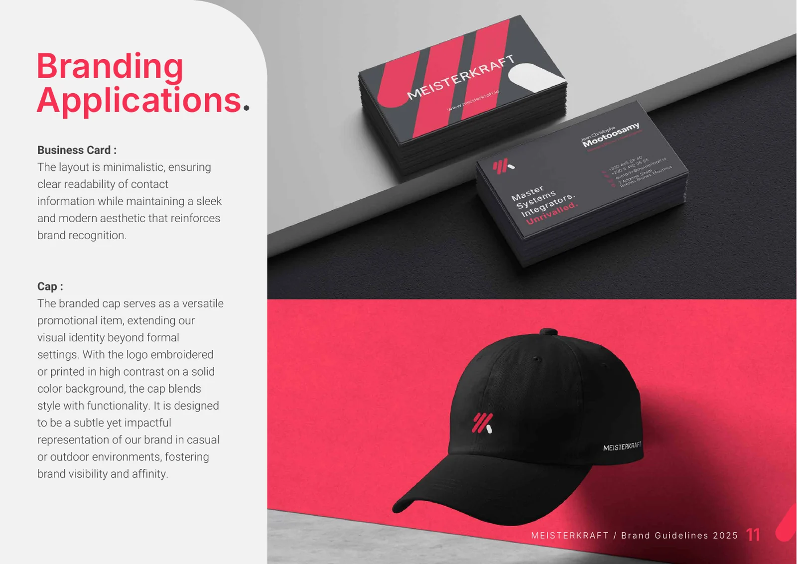 Charte graphique : cartes de visite et casquette aux couleurs de la nouvelle identité