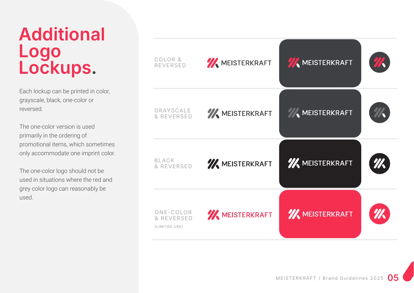 Charte graphique : le logo en couleur, en niveaux de gris, en noir et en une couleur, sur fond clair et sombre