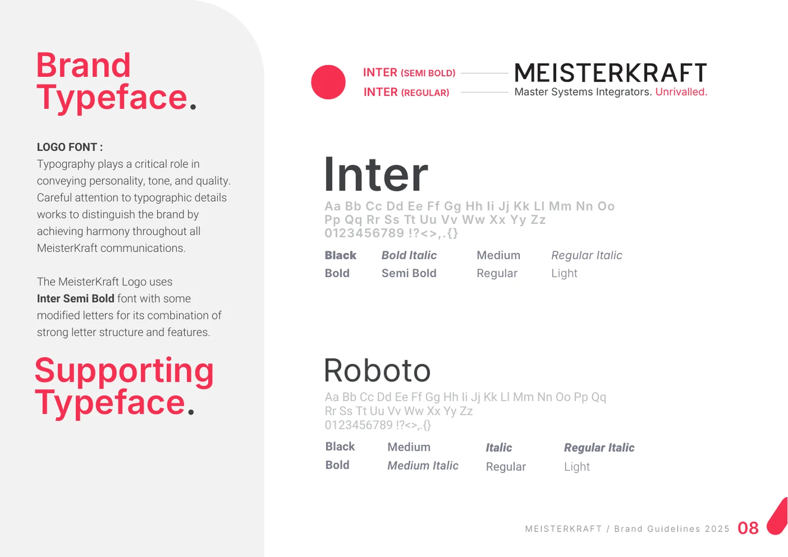 Charte graphique : Inter comme police de marque et Roboto comme police secondaire