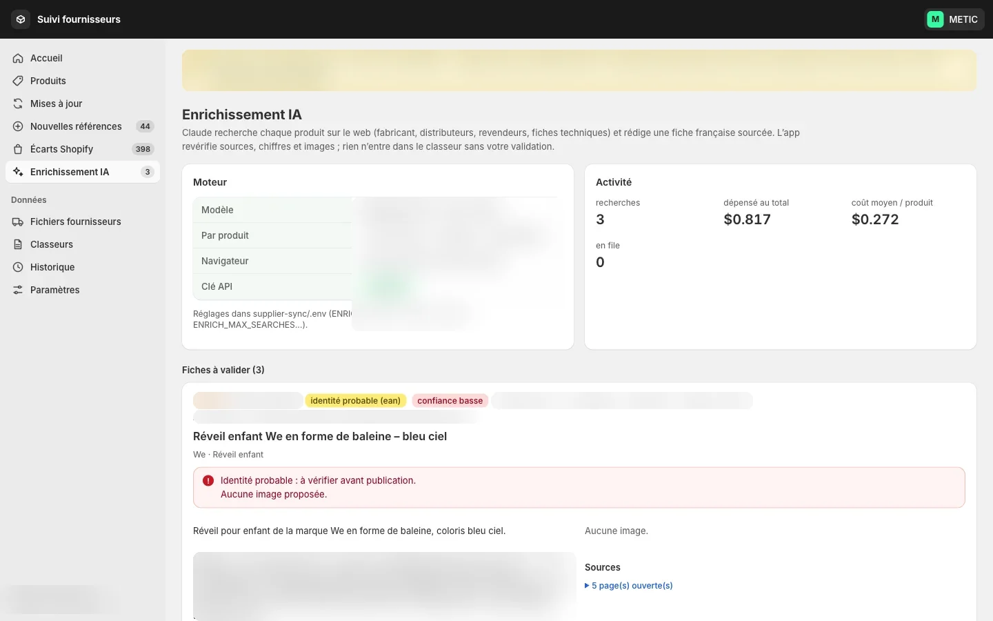 Product sheets researched by AI, approved by people.
